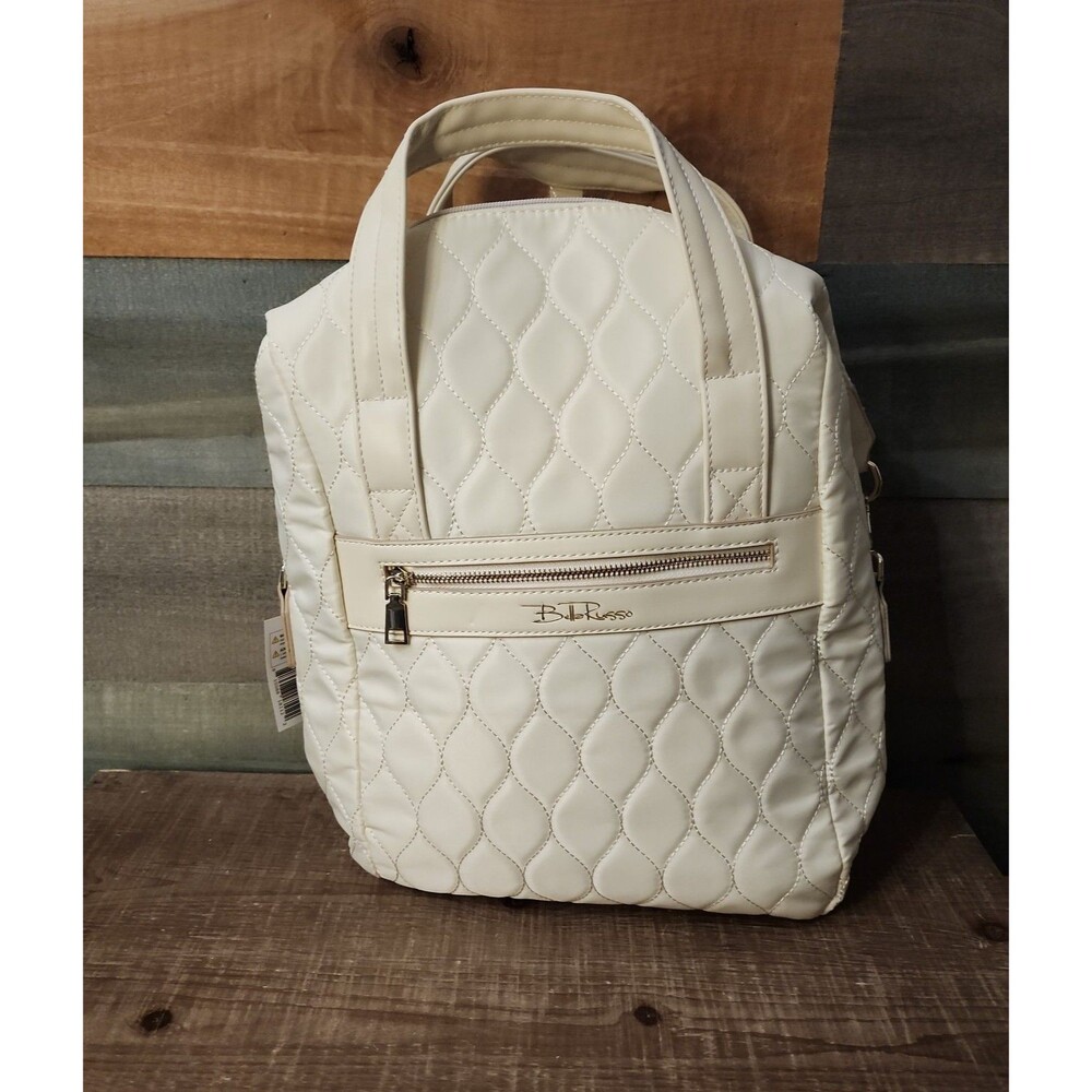 NWT Bella Russo Cream Quilted Convertible Backpack Tote Bag - 3-in-1